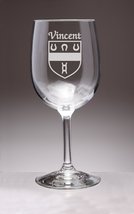 Vincent Irish Coat of Arms Wine Glasses - Set of 4 (Sand Etched) - £54.52 GBP