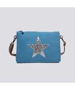 Teal Flat Star Canvas Clutch/Crossbody with Strap - $26.35