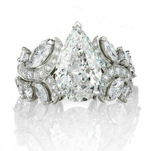 Designer 4.25Ct Pear Cut White Diamond 14K White Gold Engagement Ring Size 9.5 - £203.95 GBP