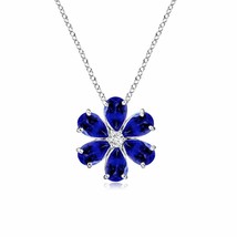 ANGARA Tanzanite Flower Cluster Pendant with Diamond in 14K Gold | 18&quot; Chain - £1,265.24 GBP