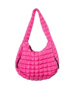 Hot Pink Oversized Slouchy Quilted Puffer Puffy Hobo Tote Bag - $910.72 MXN