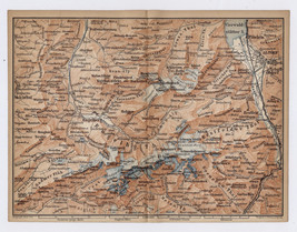 1893 Antique Map Vicinity Of Engelberg Sarnen Altorf Titlis Alps Switzerland - £16.03 GBP