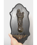 ⭐ antique French holy water font w bronze statue of Virgin Mary &amp; Child ... - £58.33 GBP