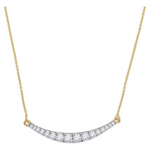 10k Yellow Gold Womens Round Diamond Curved Bar Pendant Necklace 1 Cttw - £1,118.29 GBP