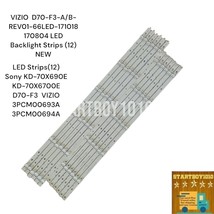 VIZIO  D70-F3-A/B-REV01-66LED-171018 170804 LED Backlight Strips (12) NEW - $46.27