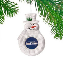 Seattle Seahawks NFL Snowman Cake Decor Ornament Shatter Free Acrylic 4.5&quot;H - £10.19 GBP