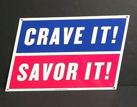 Authentic Jimmy Johns CRAVE SAVOR IT Fast Food Tin Advertising Sign 8&quot;h x 13&quot;w - $29.99