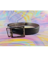 Black Bonded Leather Men&#39;s Size 34 Belt, Dark Silver Tone Buckle - €8,56 EUR