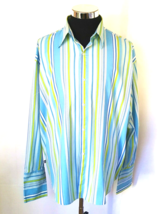 re:verb  Dress Shirt Men&#39;s 2XL  Multicolored Stripes Cotton Spandex Button Front - £13.54 GBP