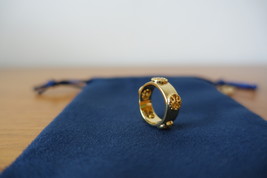 Tory Burch Milgrain Logo Rings In Gold Color. Size 7 - £47.15 GBP