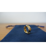 TORY BURCH MILGRAIN LOGO RINGS IN GOLD COLOR. SIZE 7 - £47.26 GBP