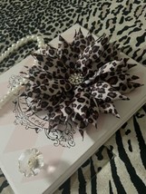 GORGEOUS ANIMAL PRINT 6 X 6&quot; KANZASKI FLOWER FOR BROOCH WITH PAD OR HEAD... - $12.87