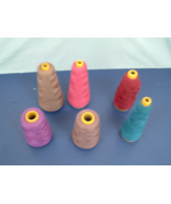 Vintage mixed lot 6 cone threads sewing serger crafts super delray purple  - $19.75