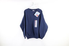 NOS Vtg 90s Streetwear Mens Medium Blank Long Sleeve Crewneck Sweatshirt Blue - £46.67 GBP