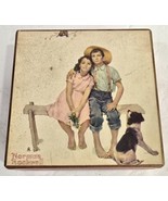 Vintage Schmid Bros Norman Rockwell Wooden Hinged Lid Trinket Jewelry Mu... - €9,41 EUR