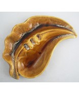 California Pottery MCM Drip Glaze Golden Brown Ceramic Leaf Ashtray 609 ... - £12.89 GBP