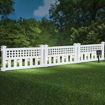 Set of 3 Solar Lighted Elegant White Vinyl Fence Garden Border - Covers ... - $34.48