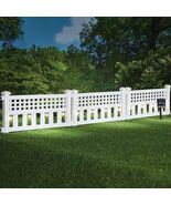 Set of 3 Solar Lighted Elegant White Vinyl Fence Garden Border - Covers ... - $34.48