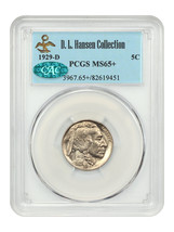 1929-D 5C PCGS/CAC MS65+ ex: D.L. Hansen - £1,364.04 GBP