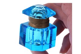 c1880 Faceted Blue Glass inkwell - $183.15