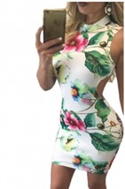 Floral Cutout Out Halter Dress Nwot New Small - $237.71 MXN