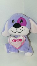 Dandee Collector&#39;s plush purple pink puppy dog patch eye holds pink heart XOXO - £3.93 GBP