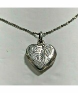 Stamped Design Heart Shaped Locket Necklace Sterling Silver .925 9&quot; Chain - $1,052.57 MXN