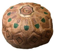 Moroccan leather pouf tan, large Moroccan tan pouf, Moroccan large pouf tan - £145.07 GBP