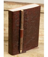 Leather Journal w/ Natural Wood Pencil ~ 200 5&quot;x7&quot; &#39;Vellum&#39; Pages Handmade - £16.50 GBP