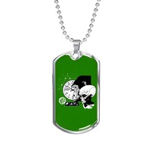 Monkey Et Necklace UFO Alien Fan Stainless Steel or 18k Gold Dog Tag 24&quot; Chain - £37.93 GBP+