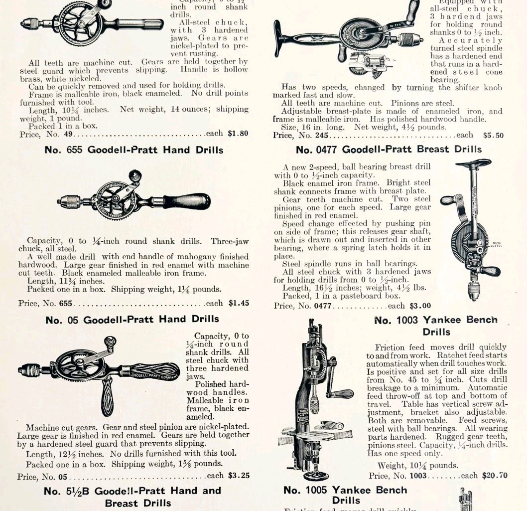 1922 N.T. Bushnell Hand &amp; Bench Drills Tool Advertisement Catalog Hardwa... - $24.99