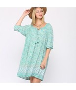 NEW! Beautiful Boho Style Teal Paisley Floral Print Square Neck Tunic Dress - £27.69 GBP
