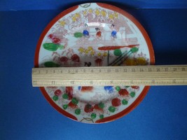 Old Porcelain Asian Japan Plate Saucer Geisha Oriental Handpainted hiero... - £12.01 GBP