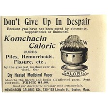 Komachin Caloric Medicine 1894 Advertisement Victorian Vaporizer ADBN1ff - £15.46 GBP