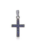 2 Ct Round Cut Sapphire Cross Pendant in White Gold Plated - $114.43