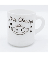 Vintage Hazel Atlas Milk Glass Mug I Love Grandpa White brown with Boy - $204.41 MXN