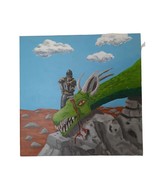 Knight Killing A Dragon, Acrylic Painting On Canvas - $45.47