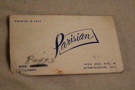 Vintage Business Card Parisian Birmingham Mrs Riggs - $5.93