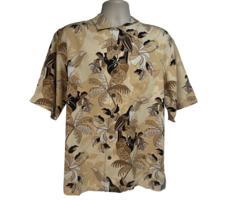 Bermuda Hawaiian Floral Silk Button Front Shirt Medium Toucan Birds Animal Print - £31.72 GBP