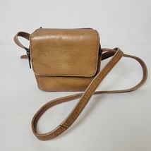 Small Distressed Leather Tan Genuine Leather Adjustable Crossbody Purse Bag - £14.08 GBP