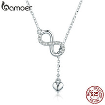 Hot Sale 100% 925 Silver Infinity Forever Love Chain Pendant Necklaces for Women - £19.39 GBP