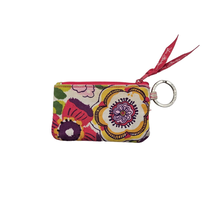 Vera Bradley Clementine Wallet Card Coin Purse Key Chain Pink Orange Floral - $11.74