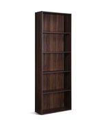 Modern 5-Tier Bookcase Storage Shelf in Brown Walnut Wood Finish - £213.51 GBP