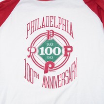 Vintage Philadelphia Phillies 100th Anniversary 1983 Red 3/4 Sleeve Shirt XL - £108.92 GBP