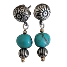 Carolyn Pollack Sterling SIlver &amp; Tuquoise Gemstone Drop Earrings - £32.51 GBP