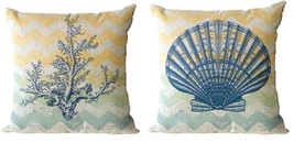 Ulove Love Yourself Accent Throw Pillow Case Lot 17&quot; Ocean Theme Coral Sea Shell - £12.34 GBP