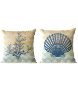 ULOVE LOVE YOURSELF Accent Throw Pillow CASE LOT 17&quot; Ocean Theme Coral S... - £12.36 GBP