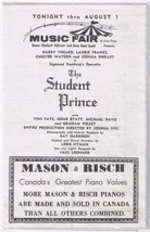 Program The Student Prince  Music Fair QEW &amp; Dixie Road  1958-60 - $19.79