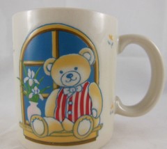 Vintage Otagiri coffee Mug with Teddy Bear by Window Glazed Dimensional - £9.51 GBP