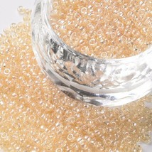 1 pound seed bead glass Lustered round 2mm Pale Goldenrod SEED21 - £9.70 GBP